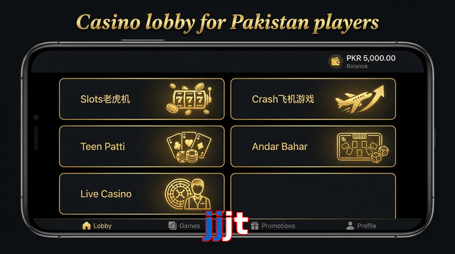 Lobby view of Jjjt for Pakistan users